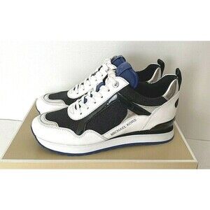 New Michael Kors Wilma Trainer Pixie Fine Glitter sneakers US size 6 Black White